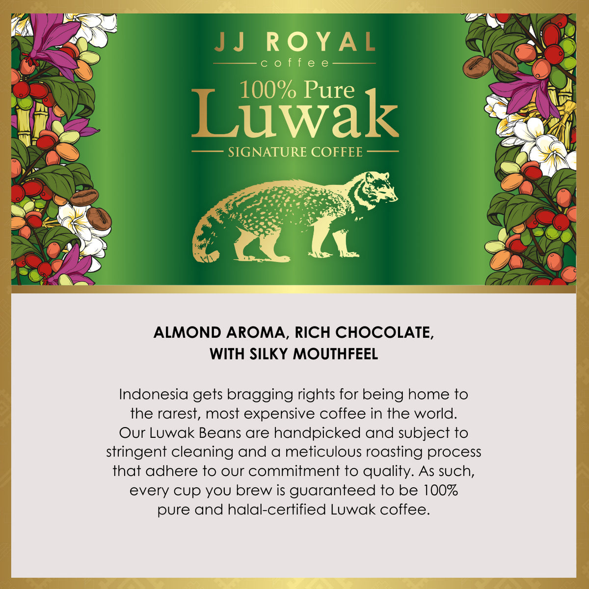 100% Pure Luwak Signature Arabica & Robusta Coffee (Ground) | JJ
