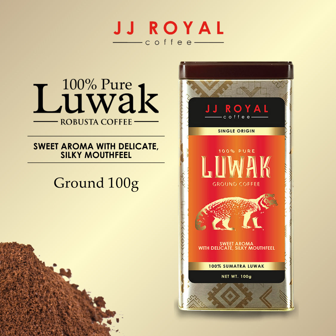 100% Pure Luwak Ground Coffee (100g) | JJ Royal Coffee Singapore