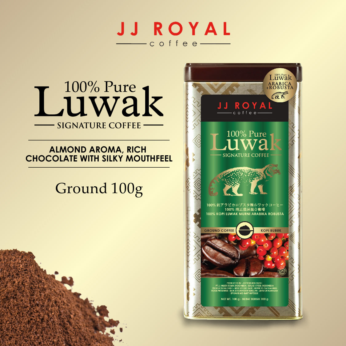 100% Pure Luwak Signature Arabica & Robusta Coffee (Ground) | JJ